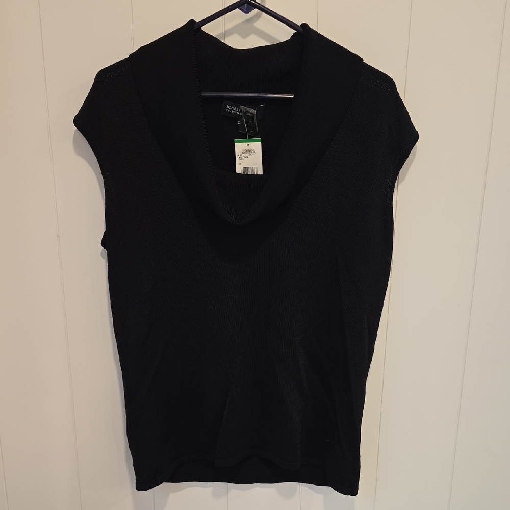 Jones New York Collection Woman Black Sleeveless Cowel Neck Knit Top